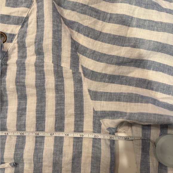 NWT Anthropologie Striped Linen Dolman Lace-Up Blue and White Women's Top - Med - Picture 14 of 14